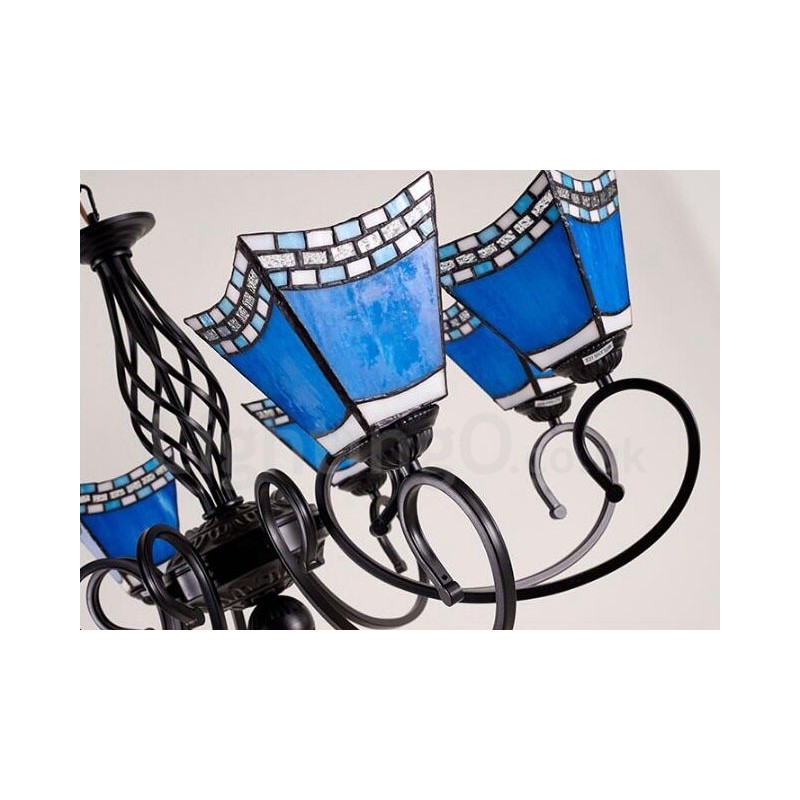 Lampadario mediterraneo in metallo con LED integrato 8 luci 80 x 41 cm