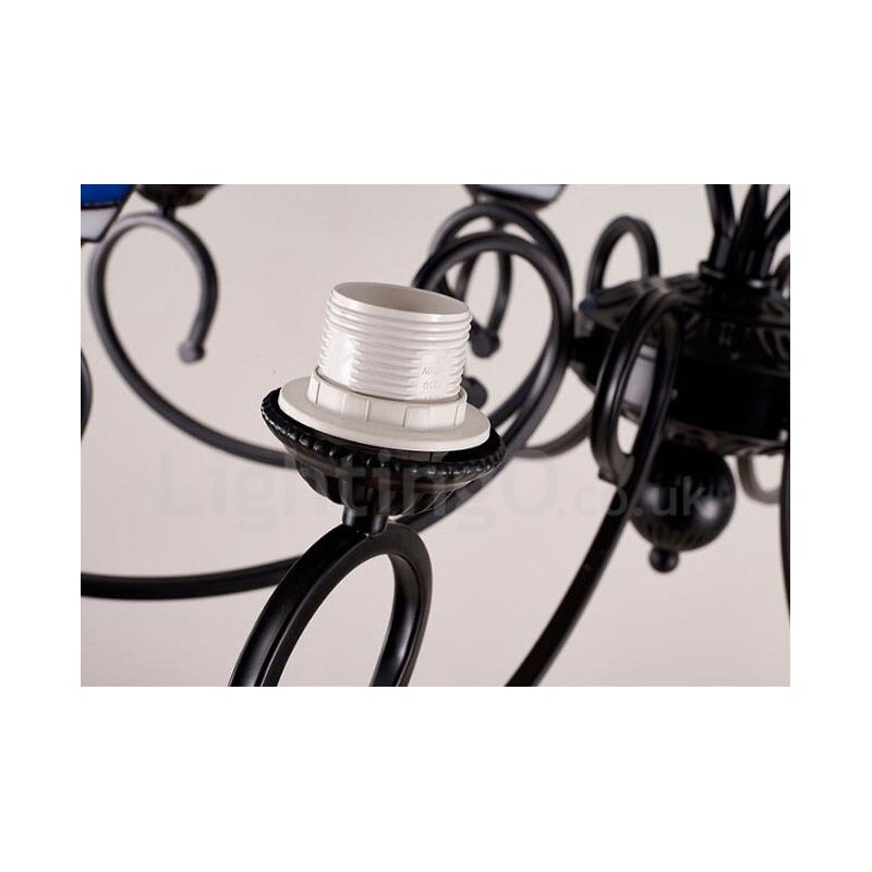 Lampadario mediterraneo in metallo con LED integrato 8 luci 80 x 41 cm