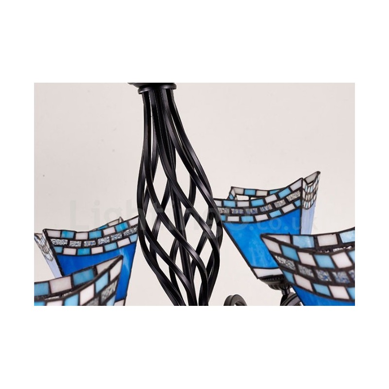 Lampadario mediterraneo in metallo con LED integrato 8 luci 80 x 41 cm