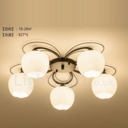 Lampadario rustico a 5 luci LED integrato E27 76 x 19 mm
