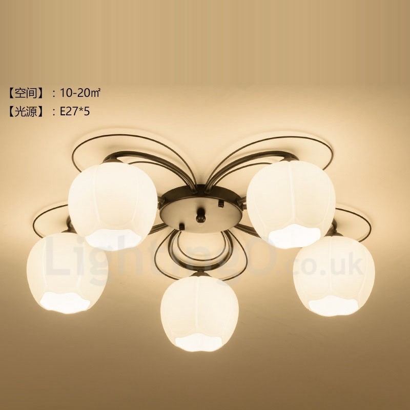 Lampadario rustico a 5 luci LED integrato E27 76 x 19 mm
