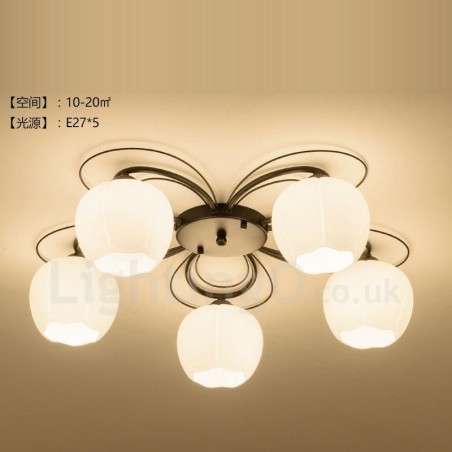 Lampadario rustico a 5 luci LED integrato E27 76 x 19 mm