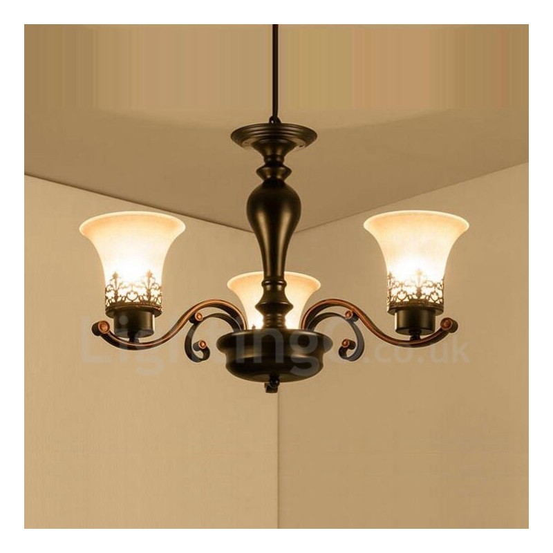 Lampadario in metallo Rustic Lodge a LED integrato 3 luci 64x42 cm