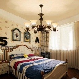 Lampadario in metallo Rustic Lodge con LED integrato a 6 luci 73 x 42 cm