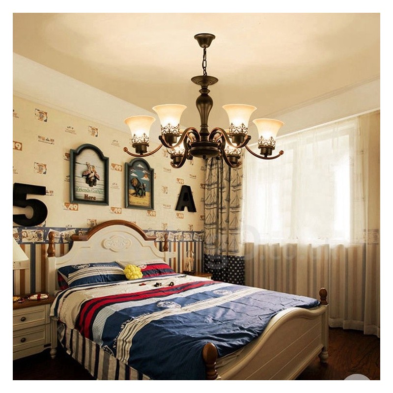 Lampadario in metallo Rustic Lodge con LED integrato a 6 luci 73 x 42 cm