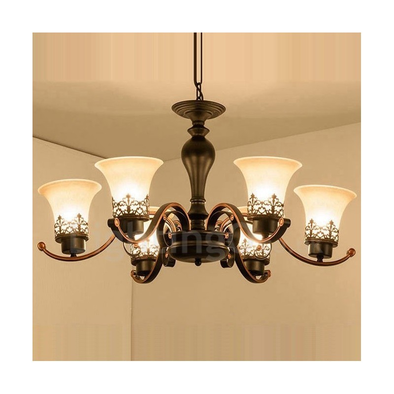 Lampadario in metallo Rustic Lodge con LED integrato a 6 luci 73 x 42 cm