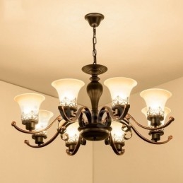 Lampadario LED integrato Rustic Lodge a 8 luci in metallo 85 x 42 cm