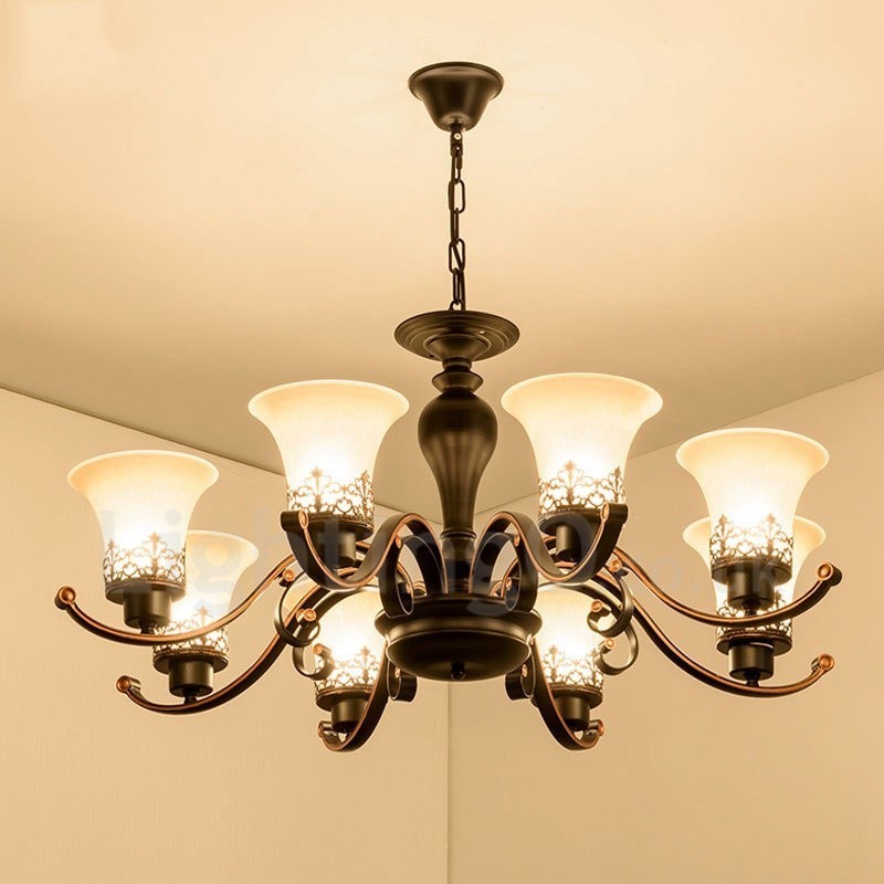 Lampadario LED integrato Rustic Lodge a 8 luci in metallo 85 x 42 cm
