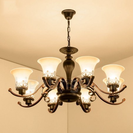 Lampadario LED integrato Rustic Lodge a 8 luci in metallo 85 x 42 cm