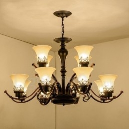 Lampadario Rustic Lodge in metallo con LED integrato 12 luci 99 x 52 cm
