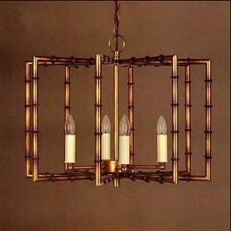 Lampadario rustico vintage in metallo oro con 2 luci E12/E14