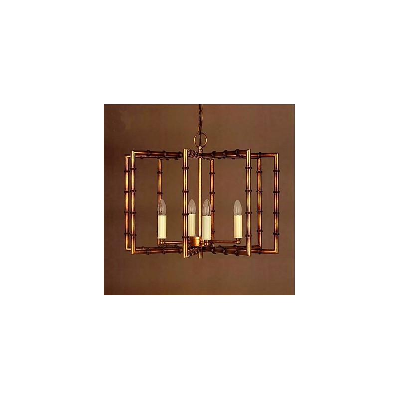 Lampadario rustico vintage in metallo oro con 2 luci E12/E14