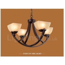 Lampadario Rustic Lodge in metallo con LED integrato 4 luci 64 x 43 cm