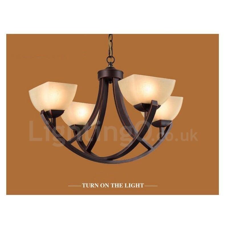 Lampadario Rustic Lodge in metallo con LED integrato 4 luci 64 x 43 cm