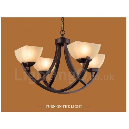 Lampadario Rustic Lodge in metallo con LED integrato 4 luci 64 x 43 cm
