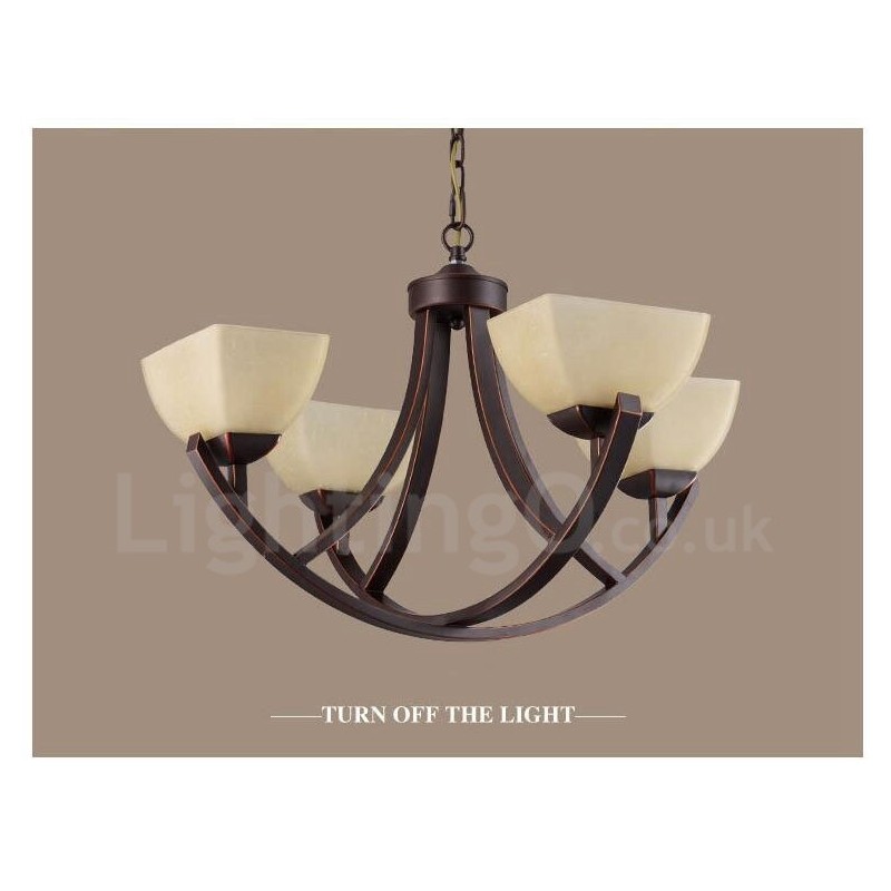 Lampadario Rustic Lodge in metallo con LED integrato 4 luci 64 x 43 cm