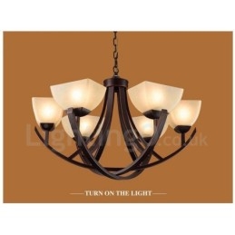 Lampadario Rustic Lodge in metallo con LED integrato, 6 luci, 80x45 cm