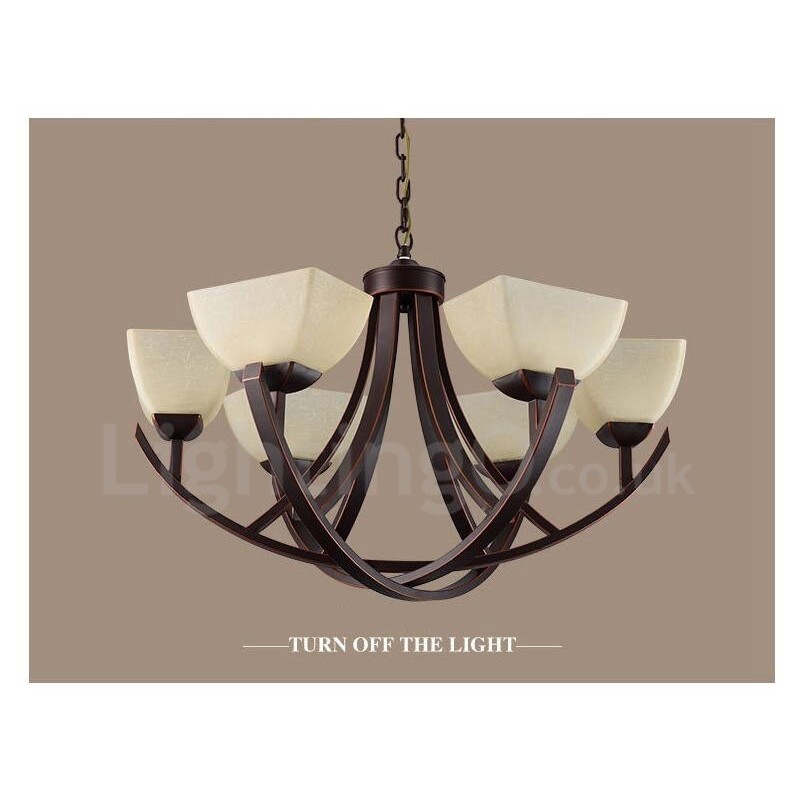 Lampadario Rustic Lodge in metallo con LED integrato, 6 luci, 80x45 cm