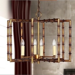 Lampadario rustico vintage in metallo oro con 2 luci E12/E14
