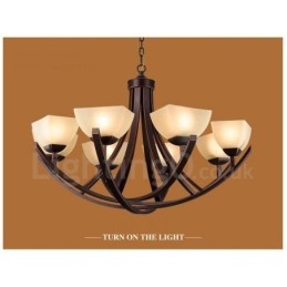 Lampadario Rustic Lodge in metallo con LED integrato 8 luci 90 x 48 cm