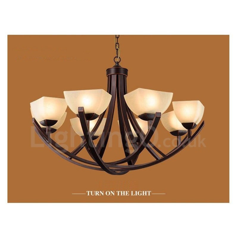 Lampadario Rustic Lodge in metallo con LED integrato 8 luci 90 x 48 cm