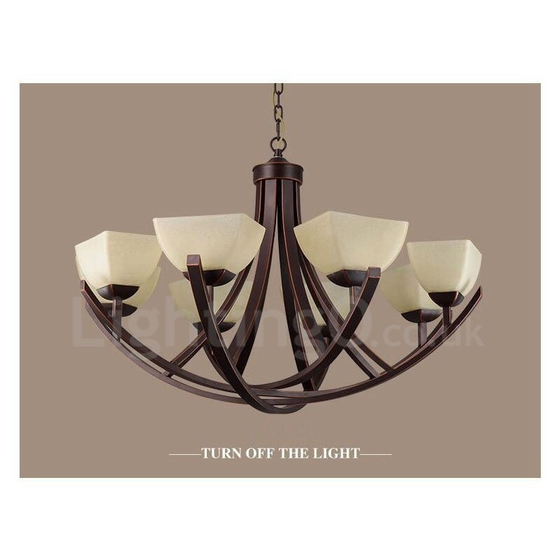 Lampadario Rustic Lodge in metallo con LED integrato 8 luci 90 x 48 cm