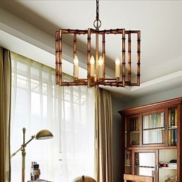 Lampadario rustico vintage in metallo oro con 2 luci E12/E14