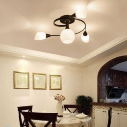 Lampadario rustico Lodge 4 luci con paralume in vetro 68 x 30 cm