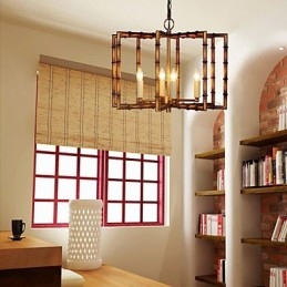 Lampadario rustico vintage in metallo oro con 2 luci E12/E14