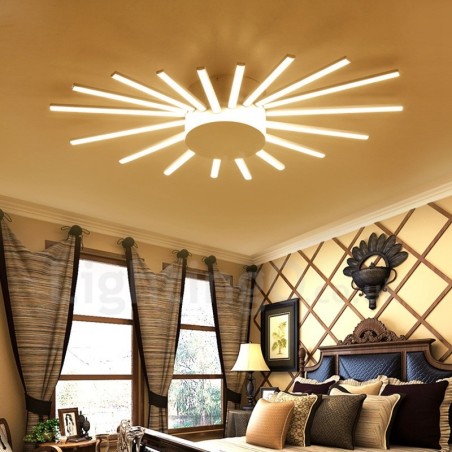 Lampadario moderno contemporaneo in metallo con LED integrato, 18 luci, 80 x 52 x 12 cm