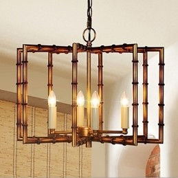 Lampadario rustico vintage in metallo oro con 2 luci E12/E14