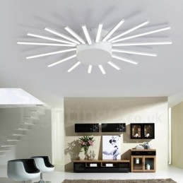 Lampadario moderno contemporaneo in metallo con LED integrato, 18 luci, 80 x 52 x 12 cm