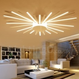 Lampadario moderno contemporaneo in metallo con LED integrato, 28 luci, 105 x 66 x 15 cm