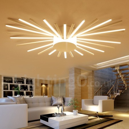 Lampadario moderno contemporaneo in metallo con LED integrato, 28 luci, 105 x 66 x 15 cm