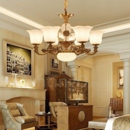 Lampadario classico in metallo con LED integrato a 6 luci 70x50 cm