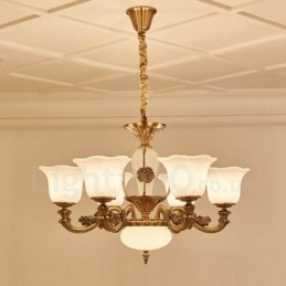 Lampadario classico in metallo con LED integrato a 6 luci 70x50 cm