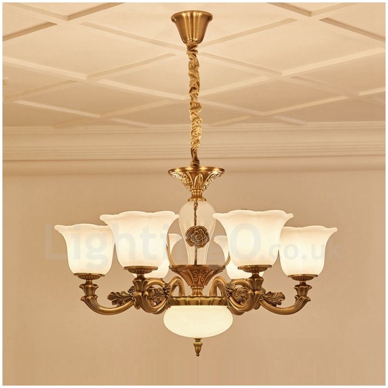 Lampadario classico in metallo con LED integrato a 6 luci 70x50 cm