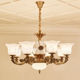 Lampadario classico in metallo con LED integrato a 8 luci 80x50 cm