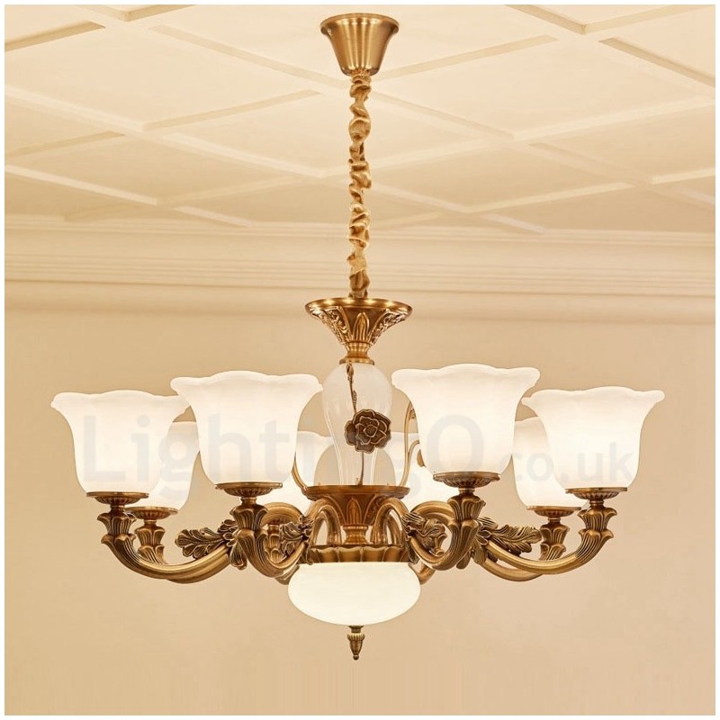 Lampadario classico in metallo con LED integrato a 8 luci 80x50 cm
