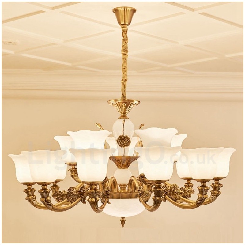 Lampadario classico tradizionale in metallo con LED integrato 15 luci 100x55 cm