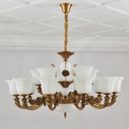 Lampadario classico tradizionale in metallo con LED integrato 15 luci 100x55 cm
