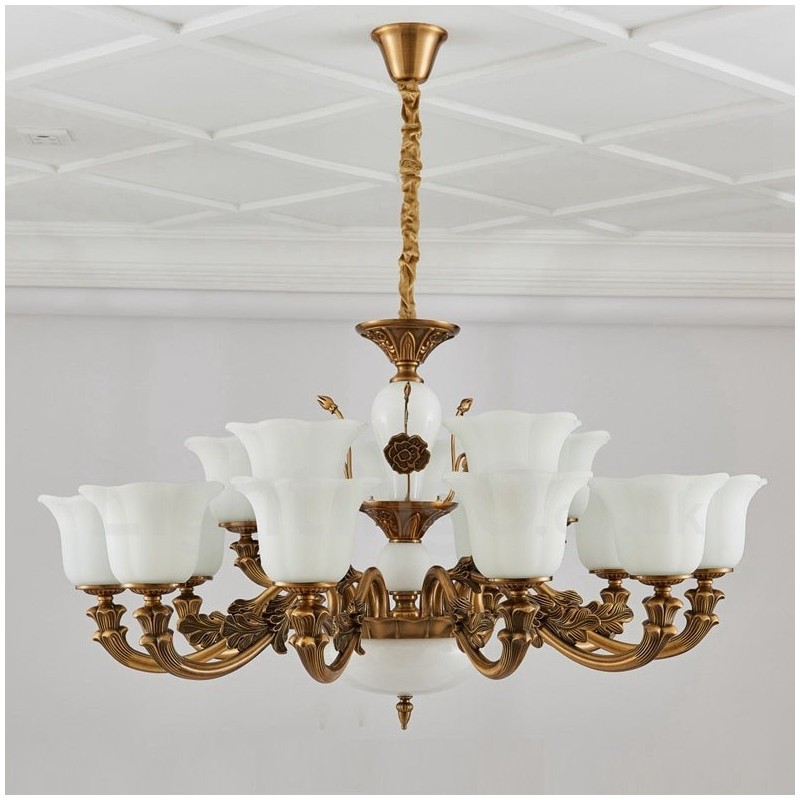 Lampadario classico tradizionale in metallo con LED integrato 15 luci 100x55 cm