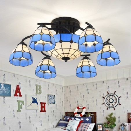 Lampadario mediterraneo a 9 luci, 78 x 30 cm