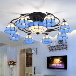 Lampadario mediterraneo 11 luci LED integrato 88 x 30 cm