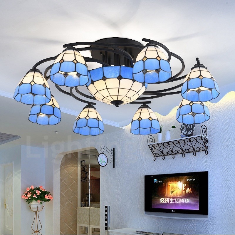 Lampadario mediterraneo 11 luci LED integrato 88 x 30 cm