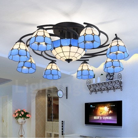 Lampadario mediterraneo 11 luci LED integrato 88 x 30 cm