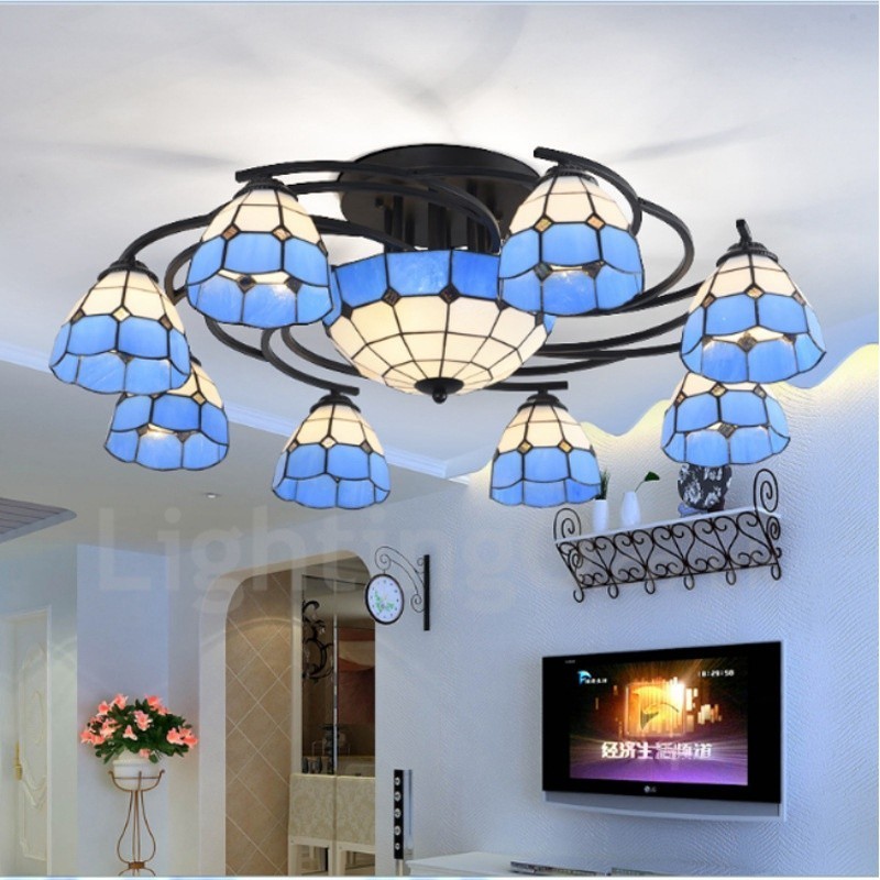 Lampadario mediterraneo 11 luci LED integrato 88 x 30 cm