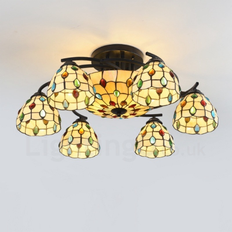 Lampadario mediterraneo 9 luci LED integrato 78 x 30 cm