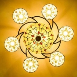 Lampadario mediterraneo 9 luci LED integrato 78 x 30 cm