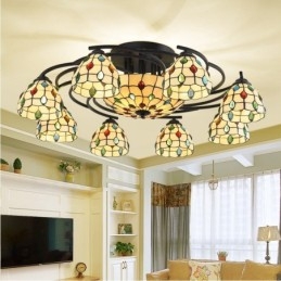 Lampadario mediterraneo a 11 luci LED integrato 88 x 30 cm